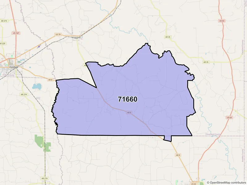 Map of New Edinburg, Arkansas and ZIP codes