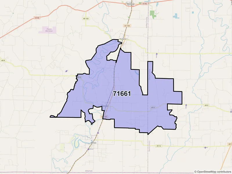Map of ZIP Code 71661 — Parkdale, AR