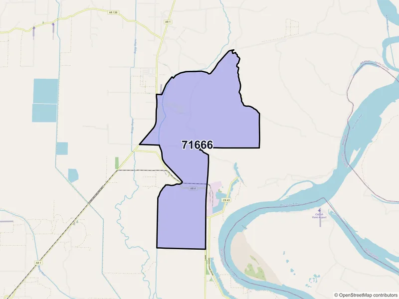 Map of Rohwer, Arkansas and ZIP codes