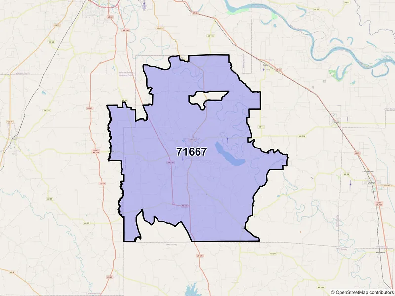 Map of Star City, Arkansas and ZIP codes