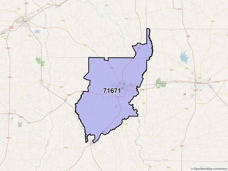Map of ZIP Code 71671 — Warren, AR