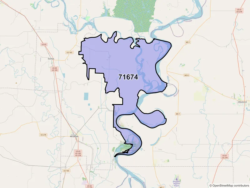 Map of ZIP Code 71674 — Watson, AR