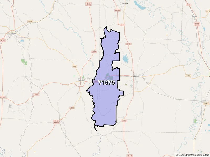 Map of ZIP Code 71675 — Wilmar, AR