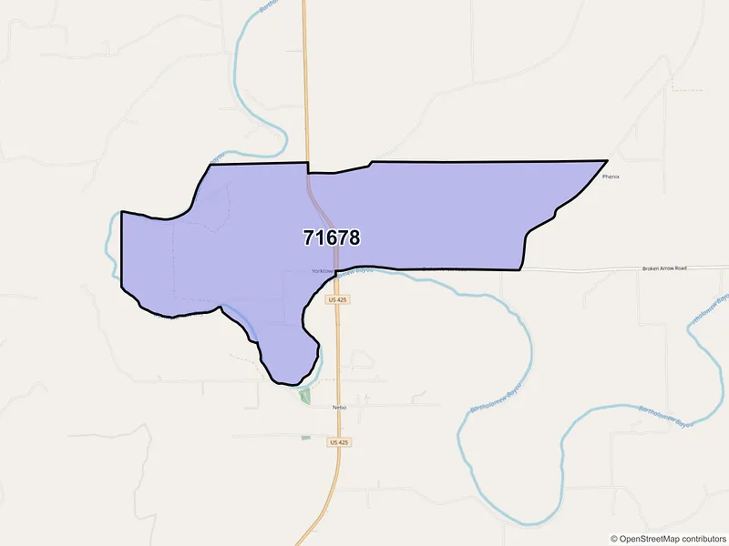 Map of Yorktown, Arkansas and ZIP codes