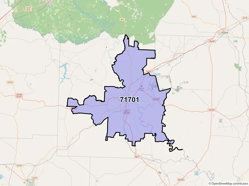 Map of ZIP Code 71701 — Camden, AR