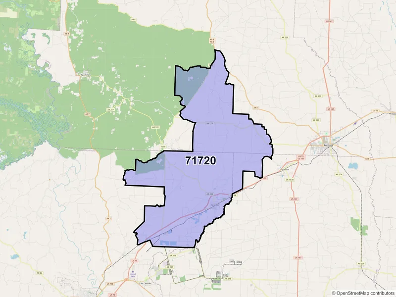 Map of ZIP Code 71720 — Bearden, AR