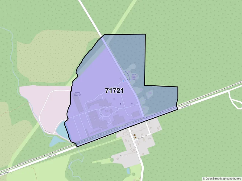 Map of Beirne, Arkansas and ZIP codes