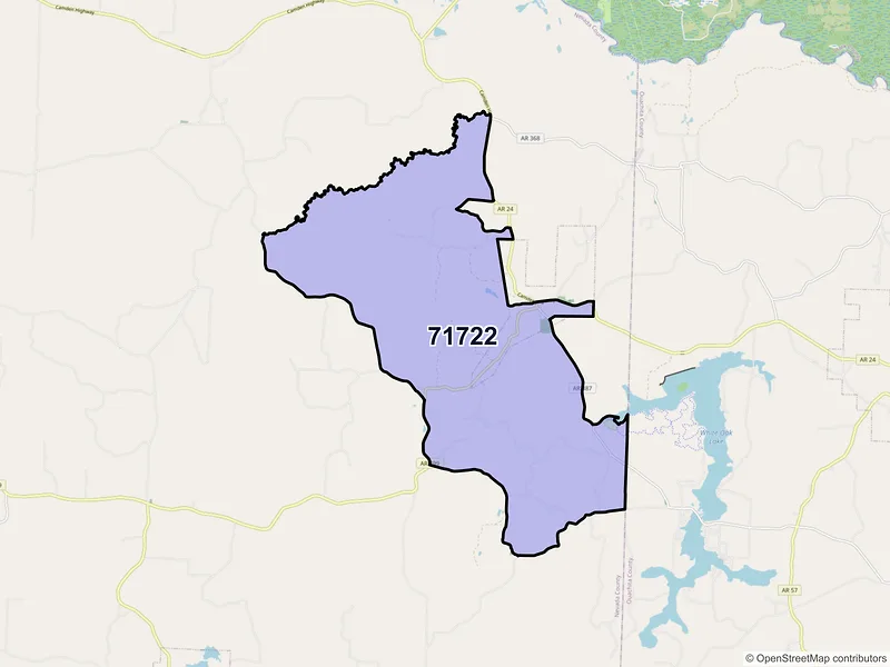 Map of ZIP Code 71722 — Bluff City, AR