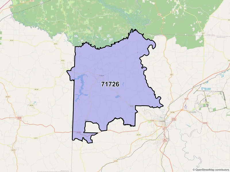 Map of ZIP Code 71726 — Chidester, AR