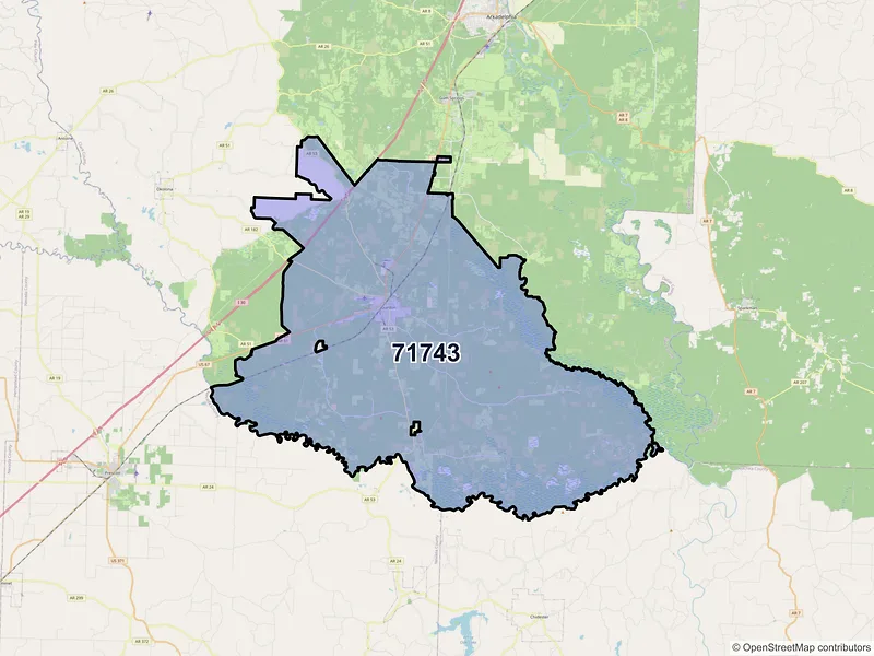 Map of Gurdon, Arkansas and ZIP codes