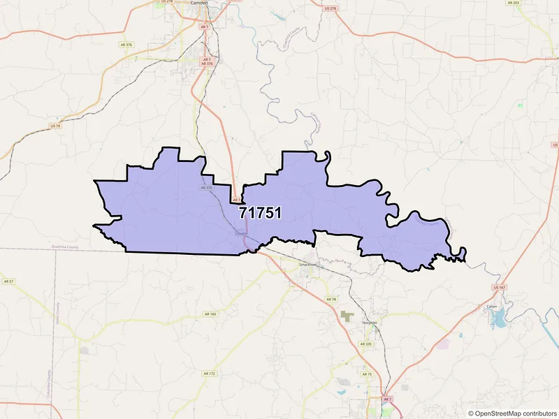 Map of ZIP Code 71751 — Louann, AR