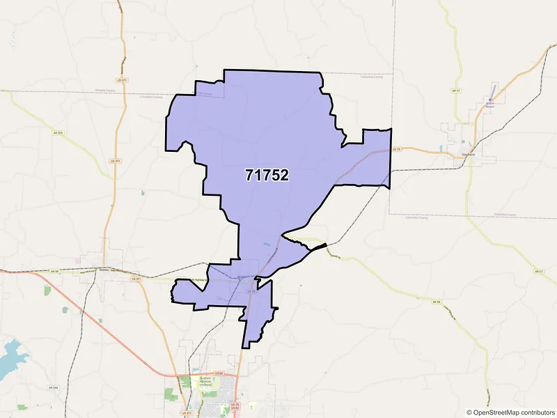 Map of ZIP Code 71752 — Mc Neil, AR