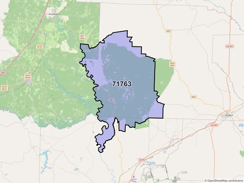 Map of ZIP Code 71763 — Sparkman, AR