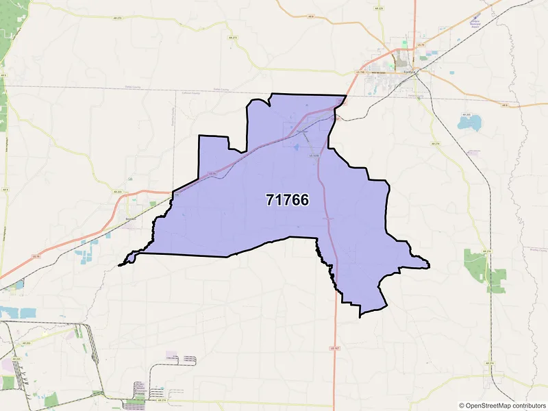 Map of ZIP Code 71766 — Thornton, AR