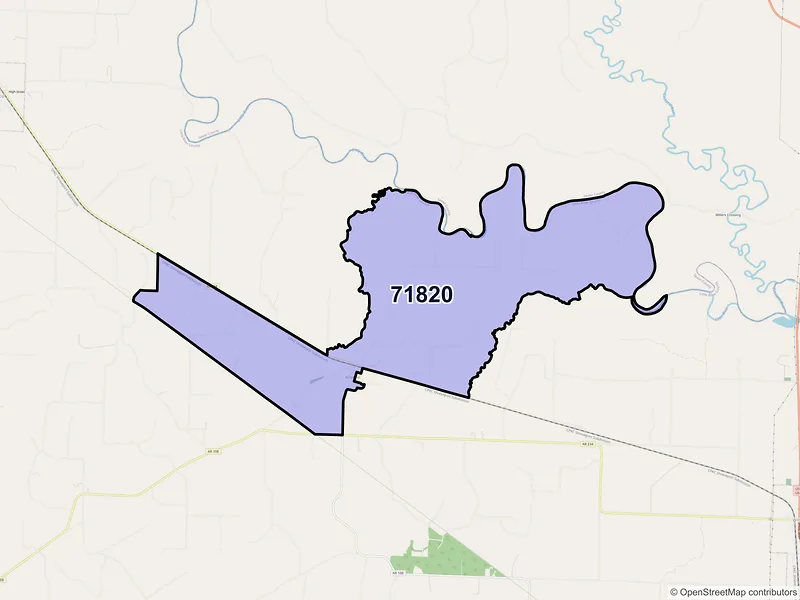 Map of Alleene, Arkansas and ZIP codes