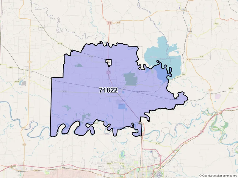 Map of Ashdown, Arkansas and ZIP codes