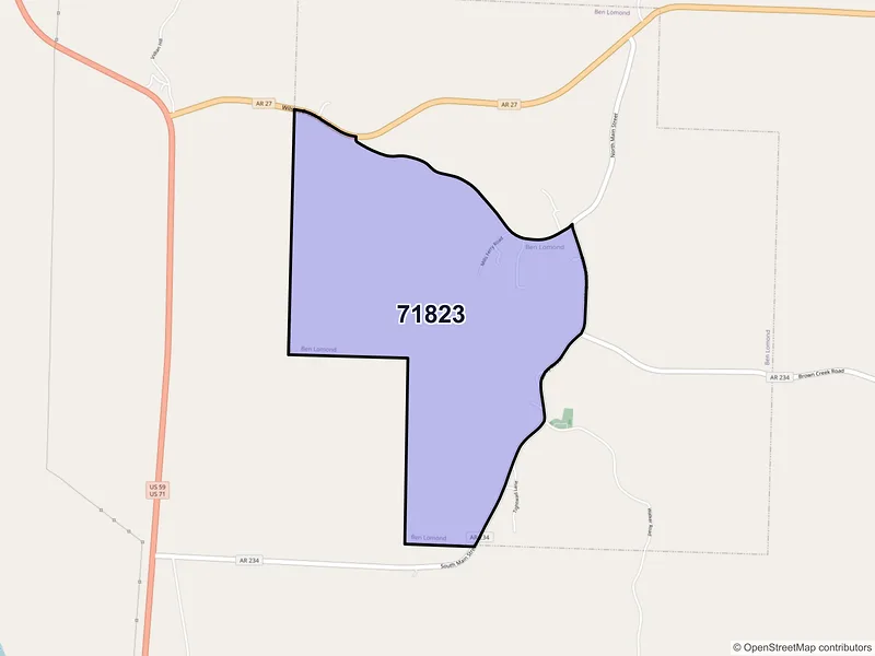 Map of Ben Lomond, Arkansas and ZIP codes