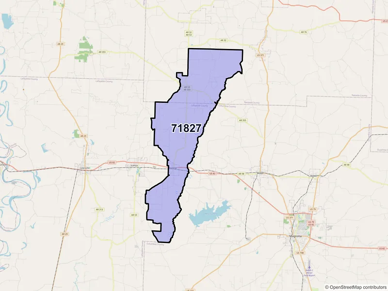 Map of Buckner, Arkansas and ZIP codes