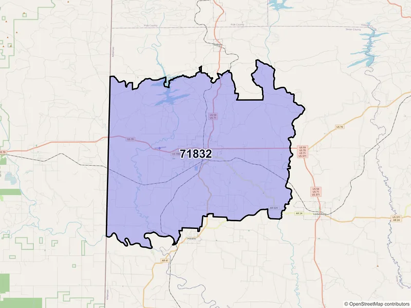 Map of ZIP Code 71832 — De Queen, AR