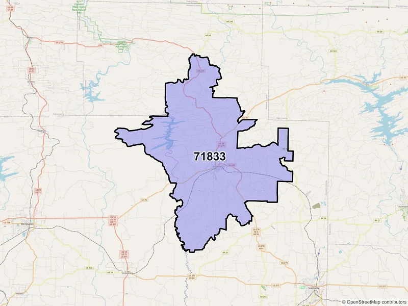 Map of ZIP Code 71833 — Dierks, AR