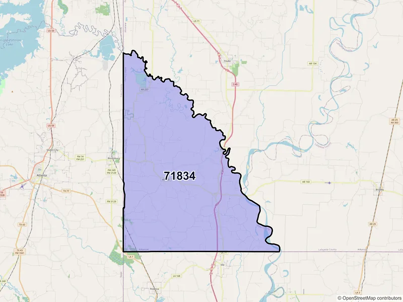 Map of Doddridge, Arkansas and ZIP codes