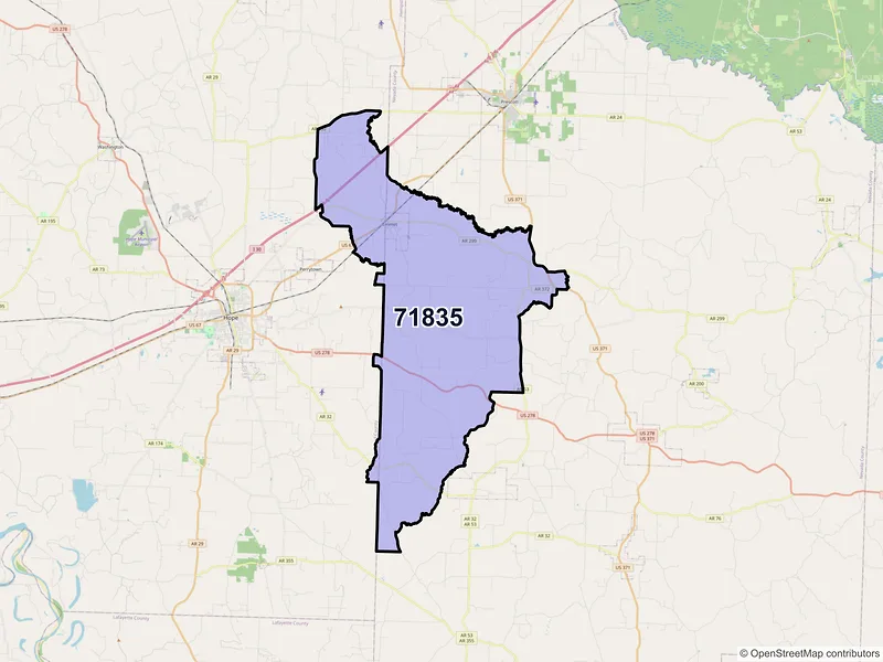 Map of ZIP Code 71835 — Emmet, AR