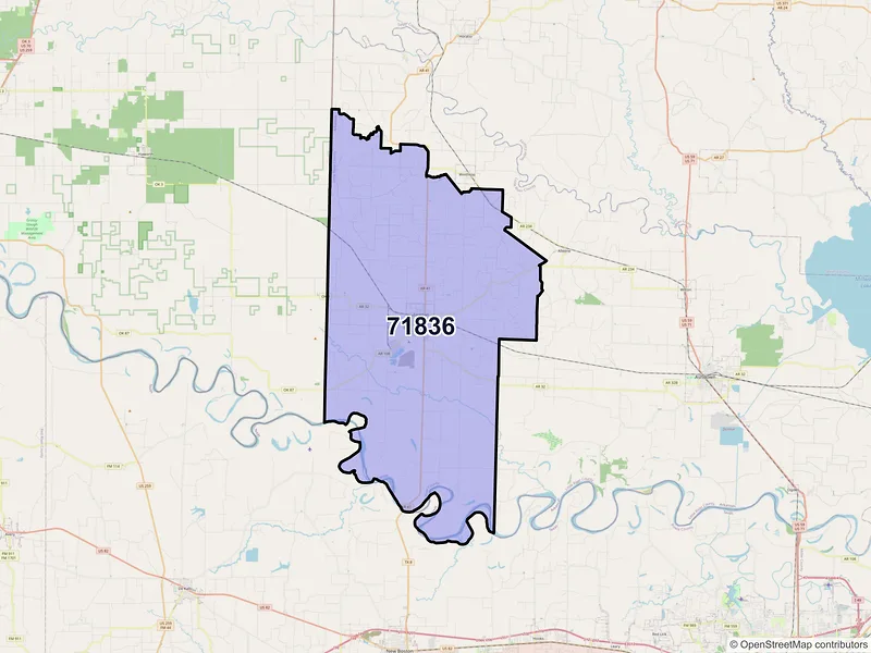 Map of ZIP Code 71836 — Foreman, AR