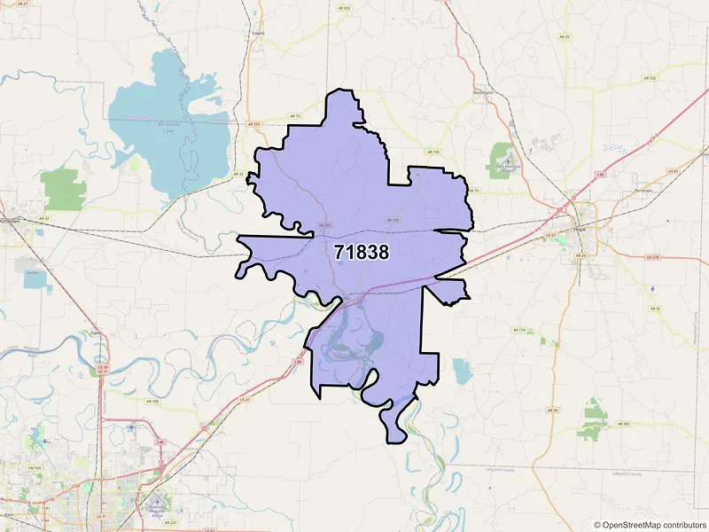 Map of ZIP Code 71838 — Fulton, AR