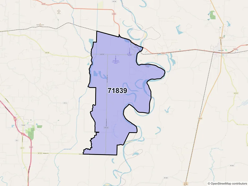 Map of ZIP Code 71839 — Garland City, AR