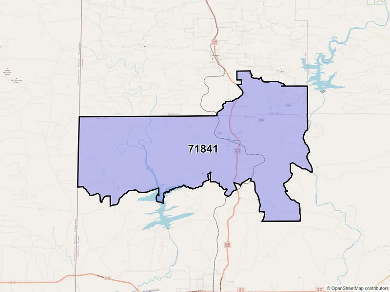 Map of ZIP Code 71841 — Gillham, AR
