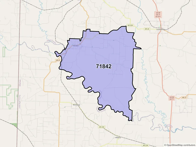 Map of Horatio, Arkansas and ZIP codes