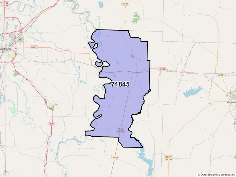 Map of ZIP Code 71845 — Lewisville, AR