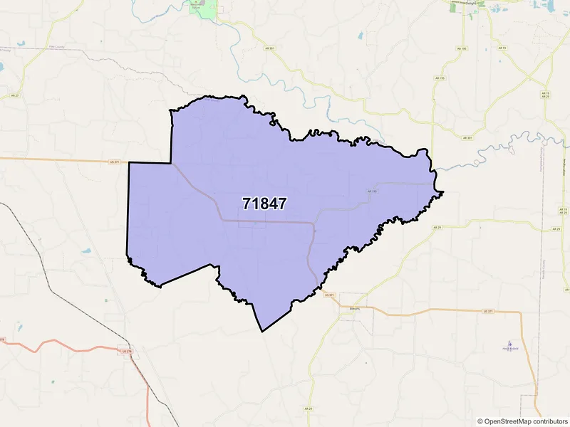 Map of ZIP Code 71847 — Mc Caskill, AR