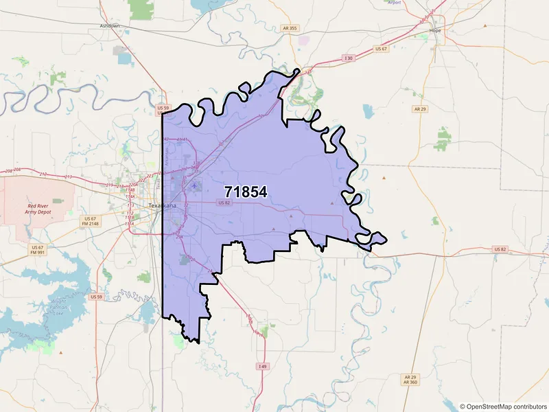 Map of ZIP Code 71854 — Texarkana, AR