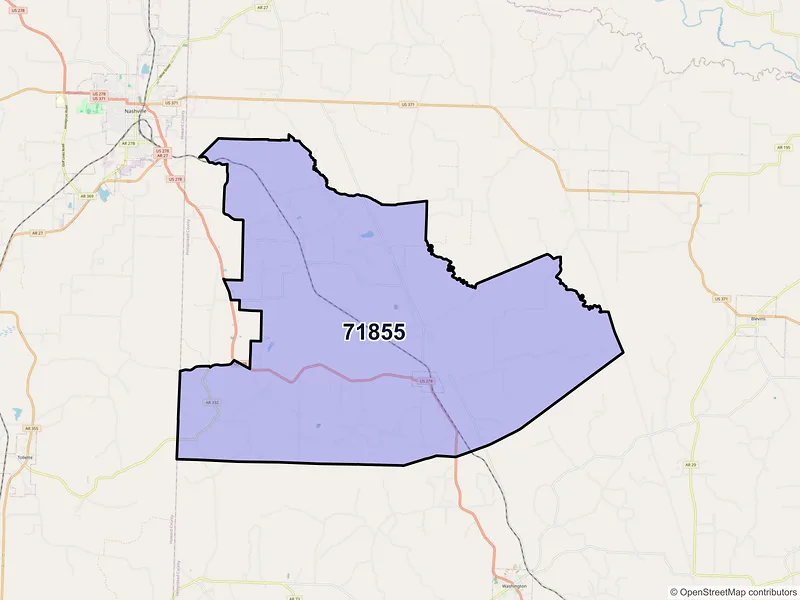 Map of ZIP Code 71855 — Ozan, AR