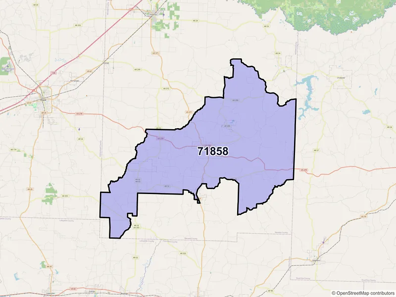 Map of Rosston, Arkansas and ZIP codes