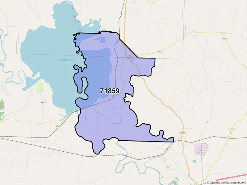 Map of Saratoga, Arkansas and ZIP codes