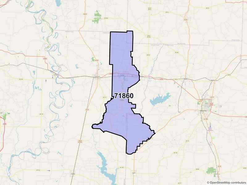 Map of ZIP Code 71860 — Stamps, AR