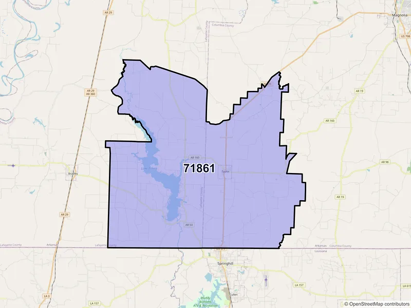 Map of ZIP Code 71861 — Taylor, AR