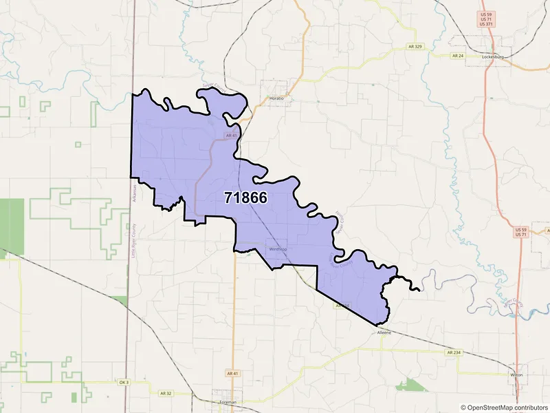 Map of ZIP Code 71866 — Winthrop, AR