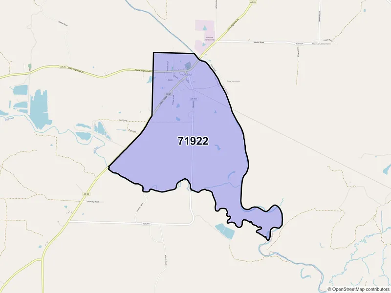 Map of Antoine, Arkansas and ZIP codes