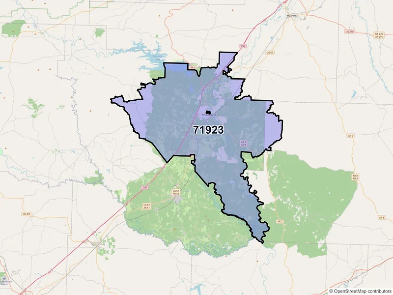 Map of ZIP Code 71923 — Arkadelphia, AR