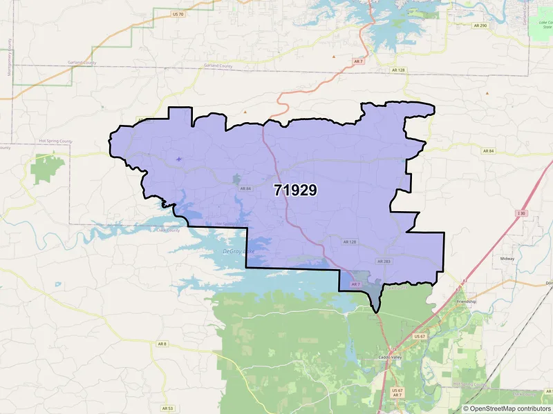 Map of Bismarck, Arkansas and ZIP codes