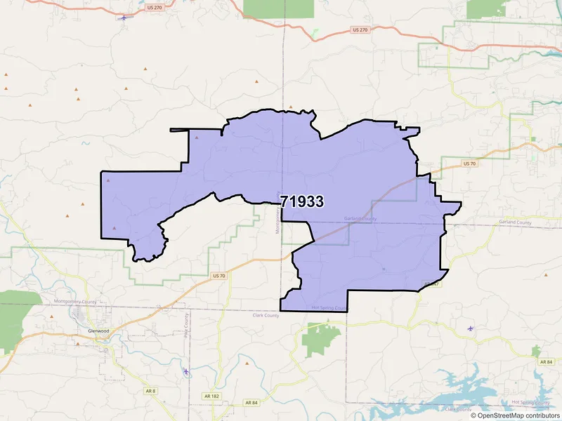 Map of ZIP Code 71933 — Bonnerdale, AR