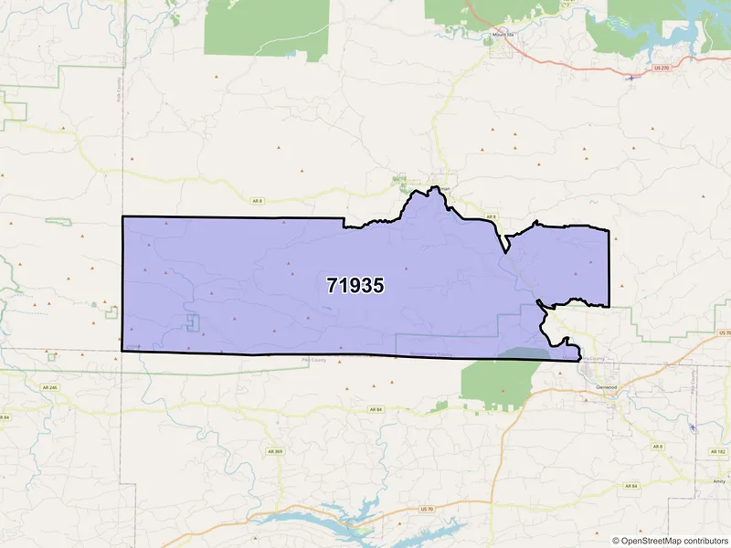Map of ZIP Code 71935 — Caddo Gap, AR