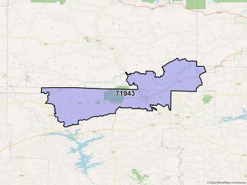 Map of ZIP Code 71943 — Glenwood, AR