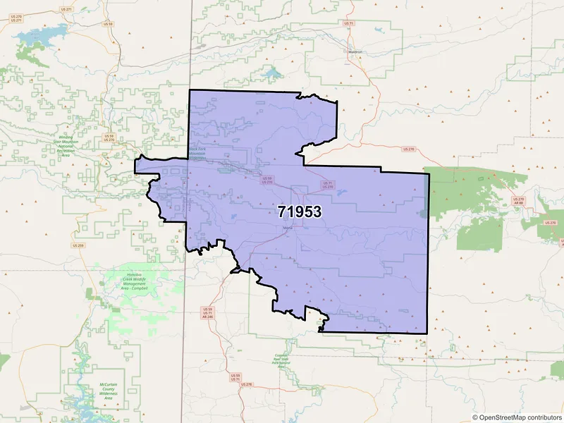 Map of ZIP Code 71953 — Mena, AR