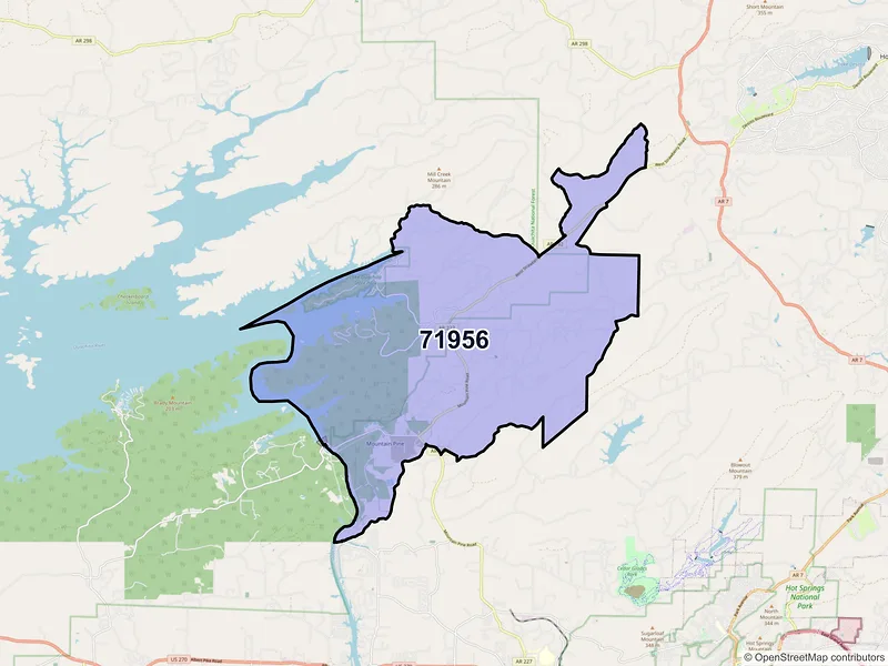Map of ZIP Code 71956 — Mountain Pine, AR