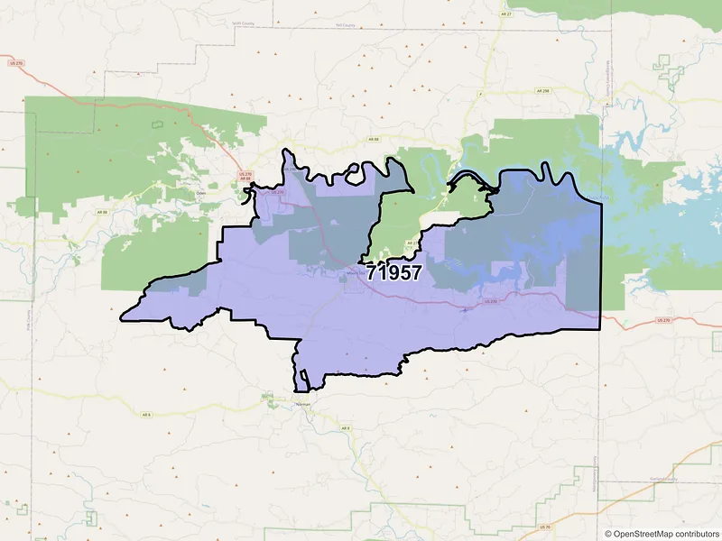 Map of Mount Ida, Arkansas and ZIP codes
