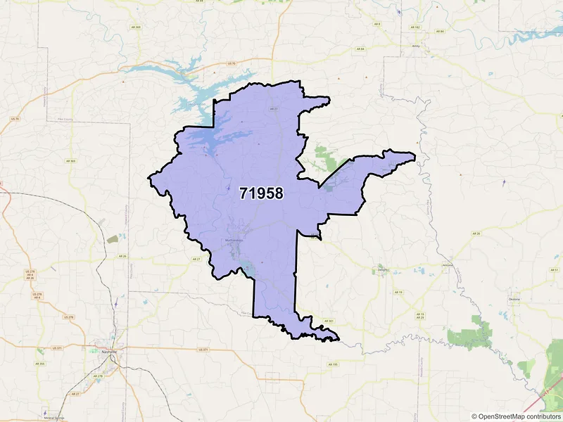 Map of ZIP Code 71958 — Murfreesboro, AR